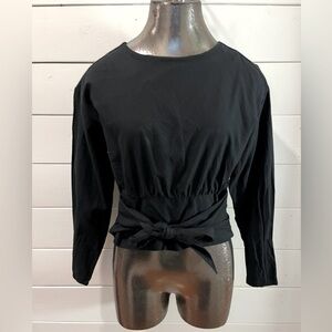 ICÔNE par Simons – Black Tie-Waist Blouse S
